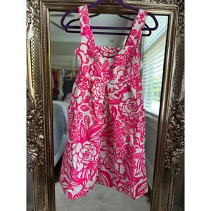 Vanessa Virginia Pink Jacquard Floral Cotton Shift Dress - Size 2
